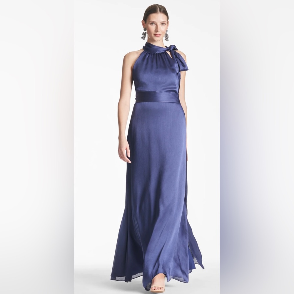 NWT Sachin + Babi Kayla Full-Length Satin Gown in Deep Cobalt, size 2 - Picture 2 of 12
